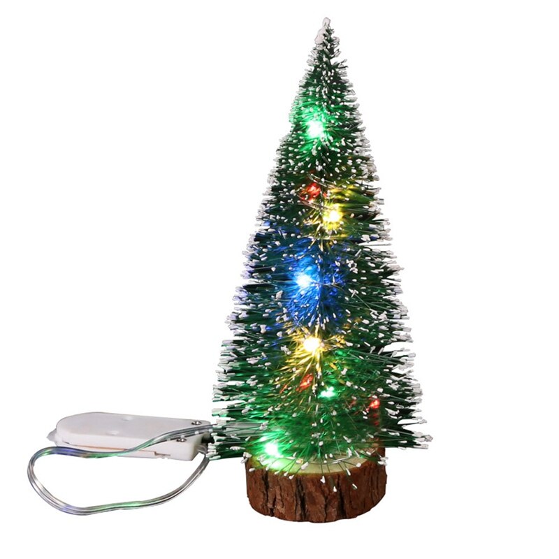 1pc LED Light Mini Artificial Christmas Trees Decorations Festival Tabletop Miniature Snow Frost Xmas Tree Decor 4Sizes