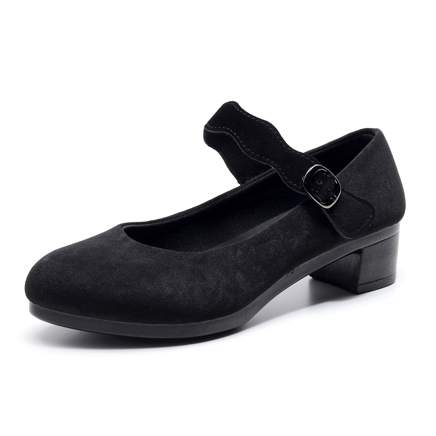 Kvinders hæle sko kvinder ballet hæle sko kvindelig arbejde kontor sorte hæle sko kvinder søde loafers blonde velcro