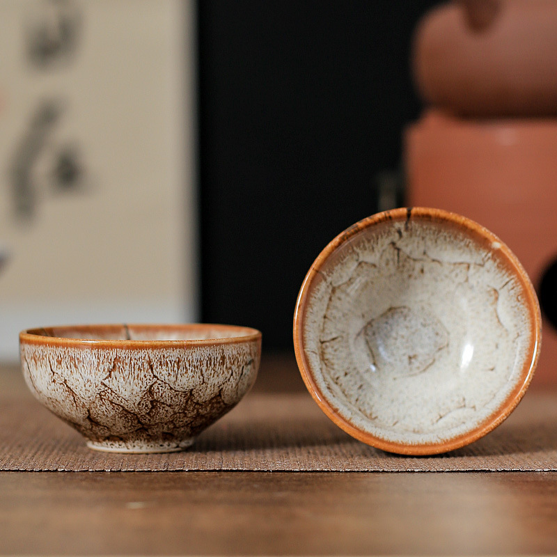 45ml copo de cerâmica doméstico forno mudança xícara de chá mestre copo de degustação copo de água azul cetim tigela de chá jianzhan casa de chá cha teaware: BRANCO