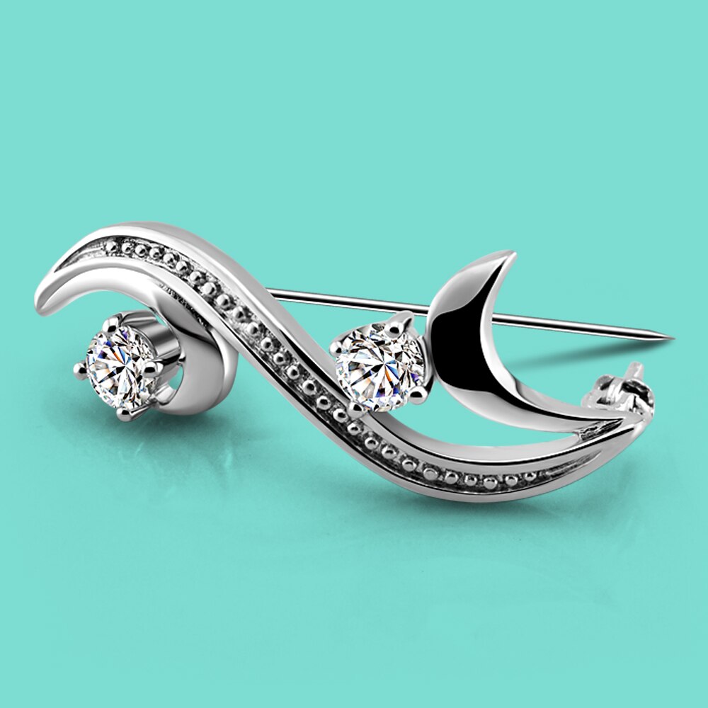 Ol Stijl 925 Sterling Zilveren Broche Voor Vrouw-Populaire Zilveren Sieraden Witte Zirkonia Hanger Broche Valentijnsdag: F200617