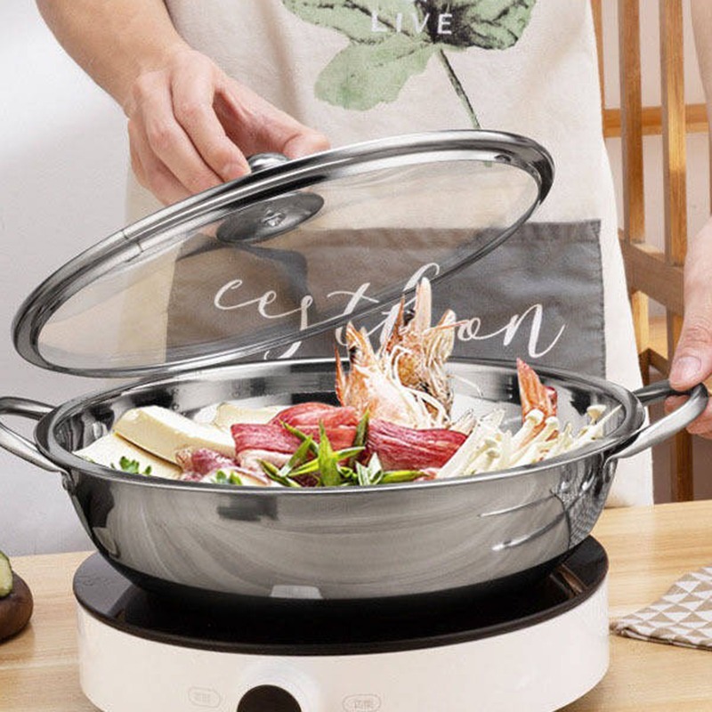 Garnek dwukomorowy ze stali nierdzewnej robić gotowania gorący pota, chińskiego gorący pota, zupy, idealny robić domu, na kemping, na imprezy kuchenne.