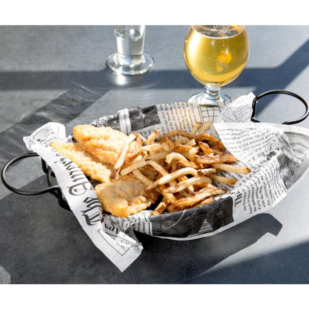 Stainless Steel Food Basket With Double Sauce For Chips French Fries