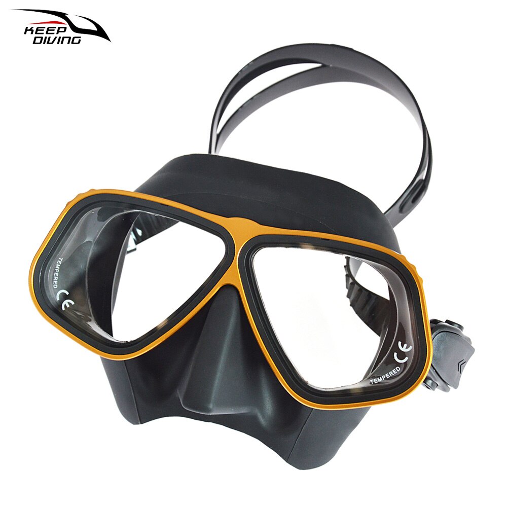 Gratis Duikbril Ultra Low Volume Snorkelen Bril Kleur Aluminium Frame Duikbril Voor Scuba Dive: Blackgold
