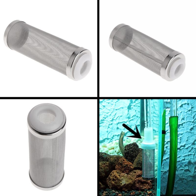 Aquarium Fish Tank Pre-Filter Inlet Intake Filter Cover Guard Strainer Dia1.2/1.6cm Stainless Steel Mesh Net Protect Fish Shrimp