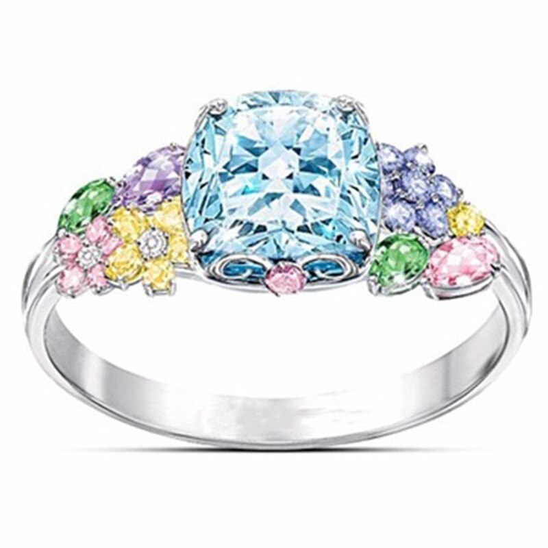Shiny luxury Animal Ring of Muti-color Flower CZ Ring Zircon Crystal Wedding Rings For Women Girl Party Anel bijoux: 8
