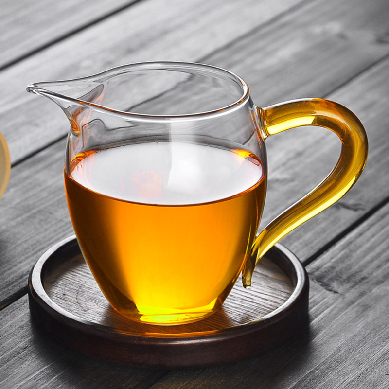 Verdickt glas messe tasse wärme-beständig Tee Separator Farbe gürtel griff Tee Haikungfu glas Tee zeremonie Tee-einstellen zubehör: Gelb handhaben