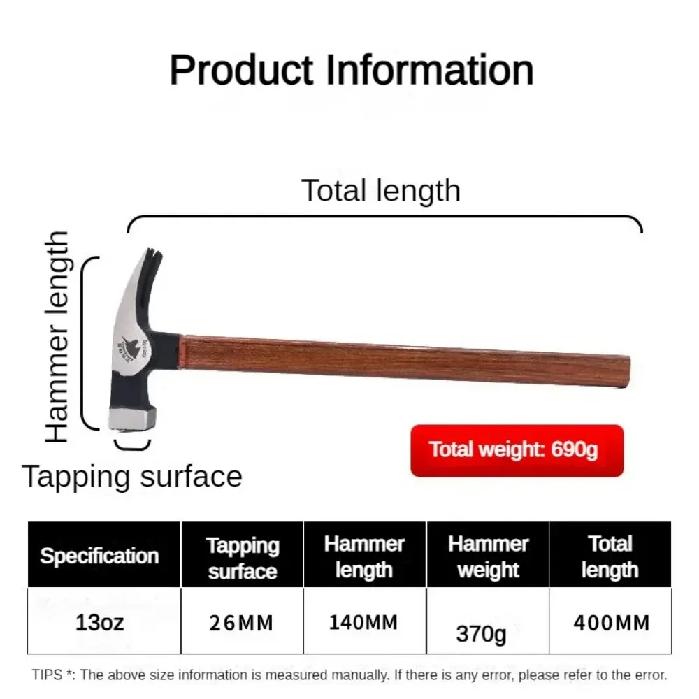 Martillo de garra de trabajo, herramientas de carpintería, martillos de uñas, herramienta Manual portátil , accesorio de Hardware práctico multifuncional: Azul cielo