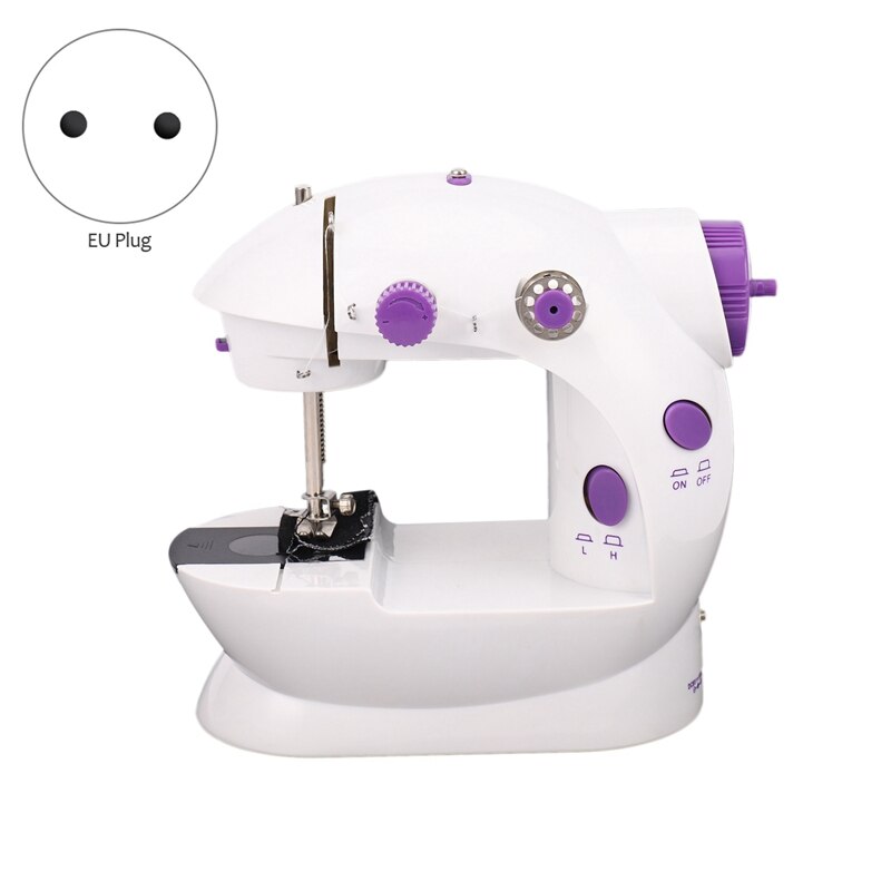 Eu Plug Mini Electric Handheld Sewing Machine Dual Speed Adjustment With Light Foot AC220V Double Threads Pedal Sewing Machine C
