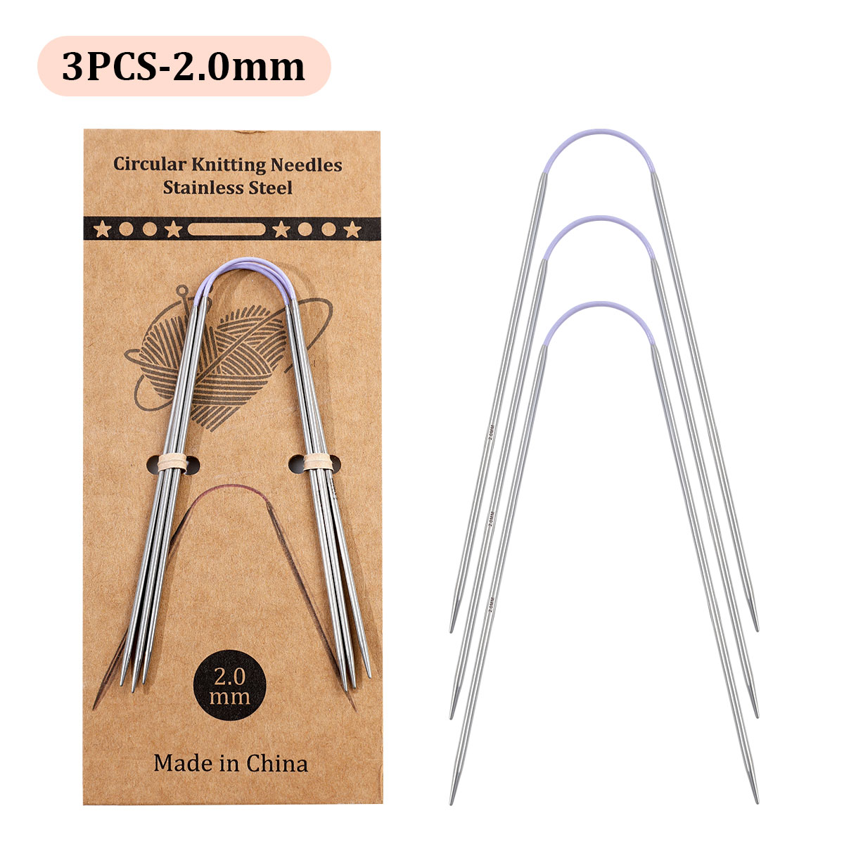 Agujas circulares cortas de 23cm, herramientas de tejer a mano huecas de acero inoxidable para manualidades de lana DIY: Verde militar