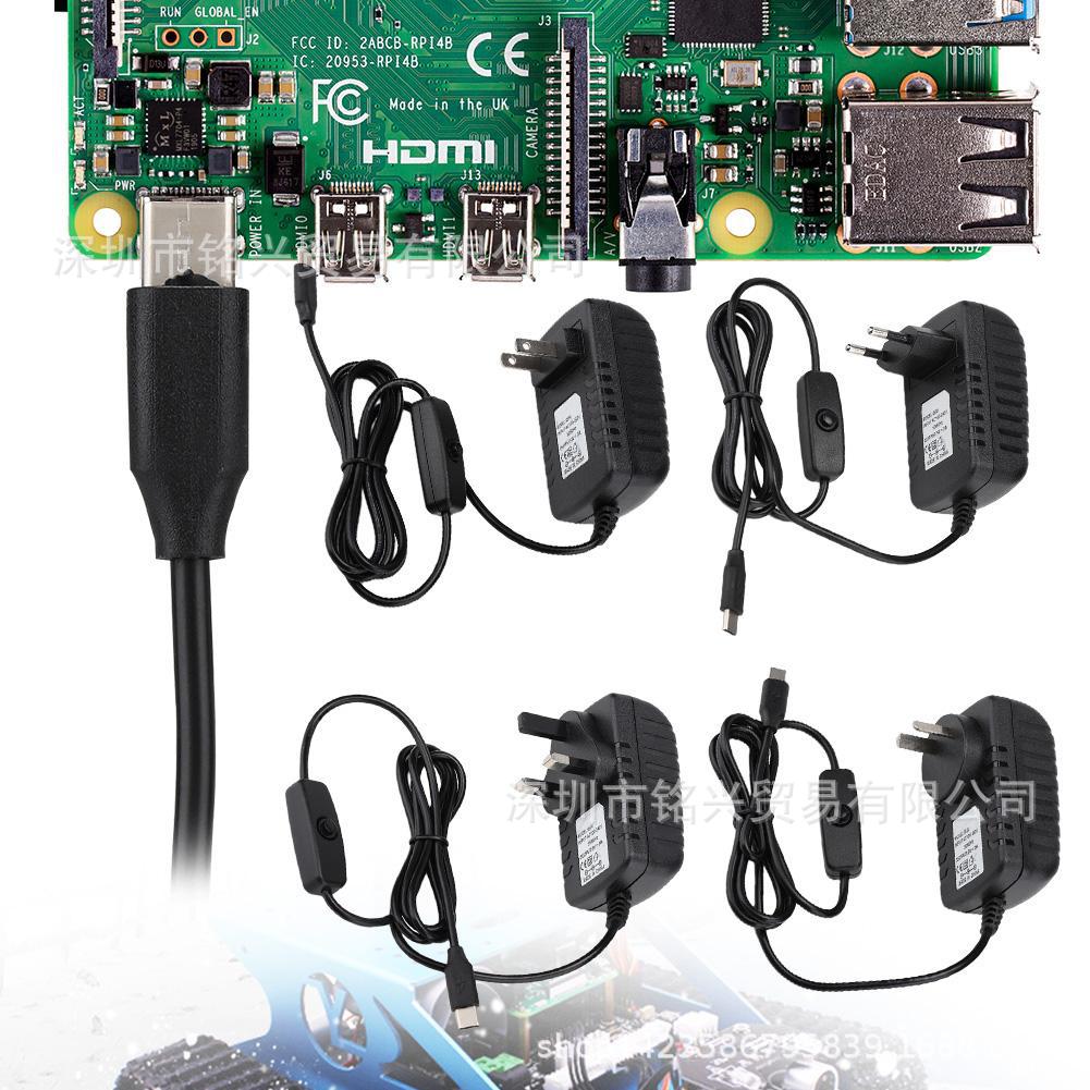 5 v 3a strömadapter med strömbrytare för raspberry  pi 4 typ-c usb strömladdningsadapter för hallon  pi 4