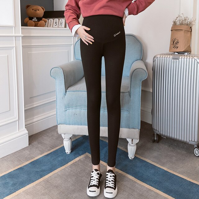 Pantalones de talla grande para Mujer Embarazada, Ropa de embarazo, pantalones de cintura ajustable, mallas elásticas delgadas suaves, premamá: Negro / XXL
