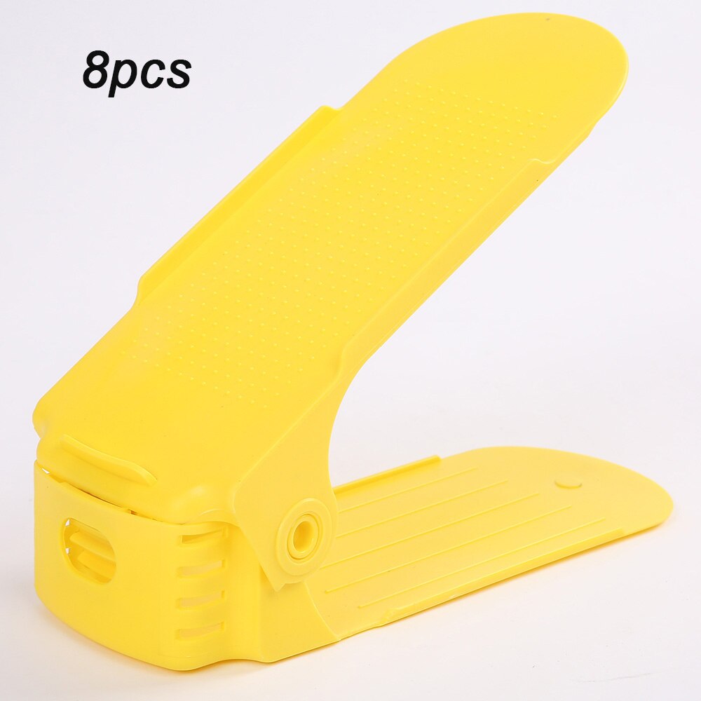 8 stuks verstelbare dubbele schoenenorganizer moderne schoonmaak opbergrek plastic woonkamer organizers schoenendoos standaard beugel schoenendoos: 8 stuks geel