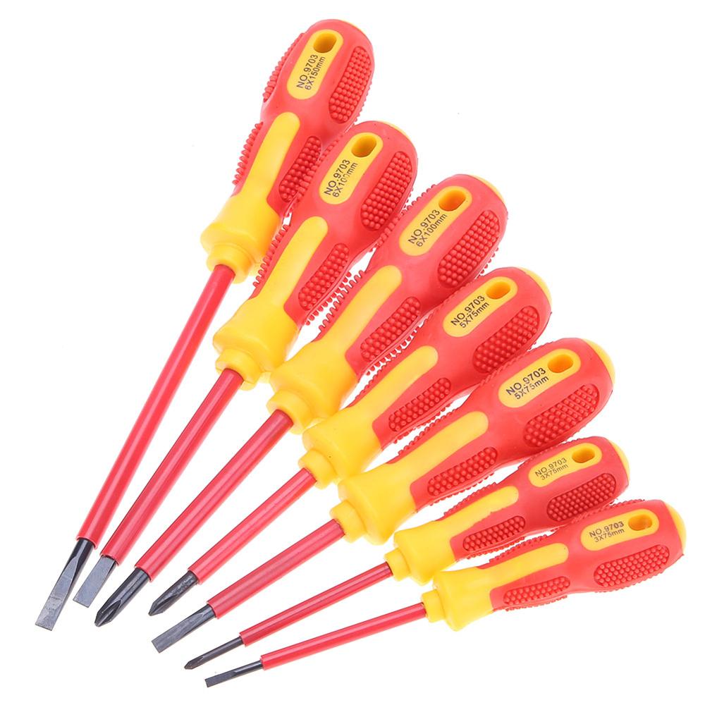 4Pcs 7Pcs Insulated Screwdriver Set 1000V Electrician Dedicated Slotted Phillips High Voltage Resistant Screw Driver Repair Tool