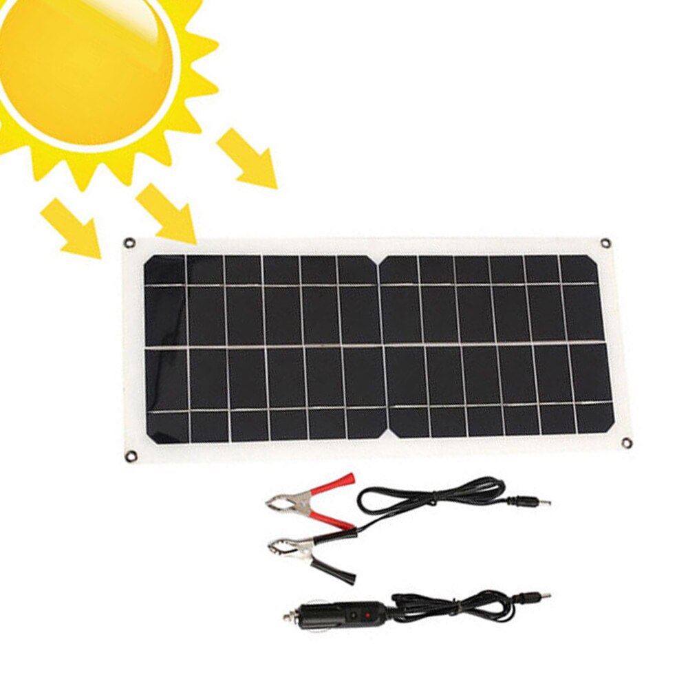 Car EVA + PET Monocrystaline Solar Panel USB DCs Output Charger Kit with 10A Solar Controller Cables IP65 Waterproof 4x Eyelet