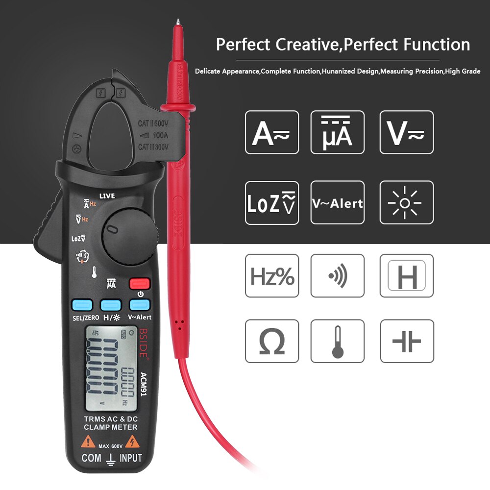 AC/DC Voltmeter Ammeter Multimeter Digital voltage Current Clamp Meter Capacitance Continuity Temperature Frequency Tester