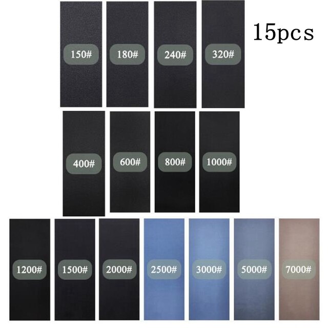 20pc Set di carta vetrata 1000/2000/3000/5000/7000 grana carta abrasiva carta abrasiva abrasiva ad acqua/a secco per lucidatura di metalli in legno Automotive: Brown