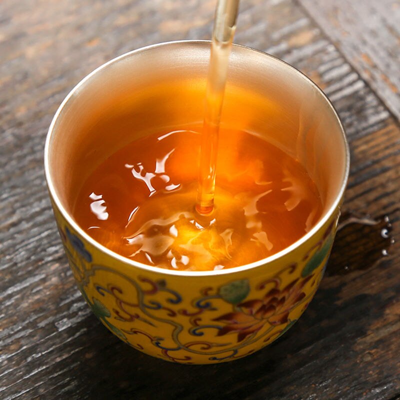 Tasse à thé à Double fond de 65ml, bols à thé de style chinois, tasse en céramique, revêtement interne argenté, tasse impériale asiatique, beau service à thé