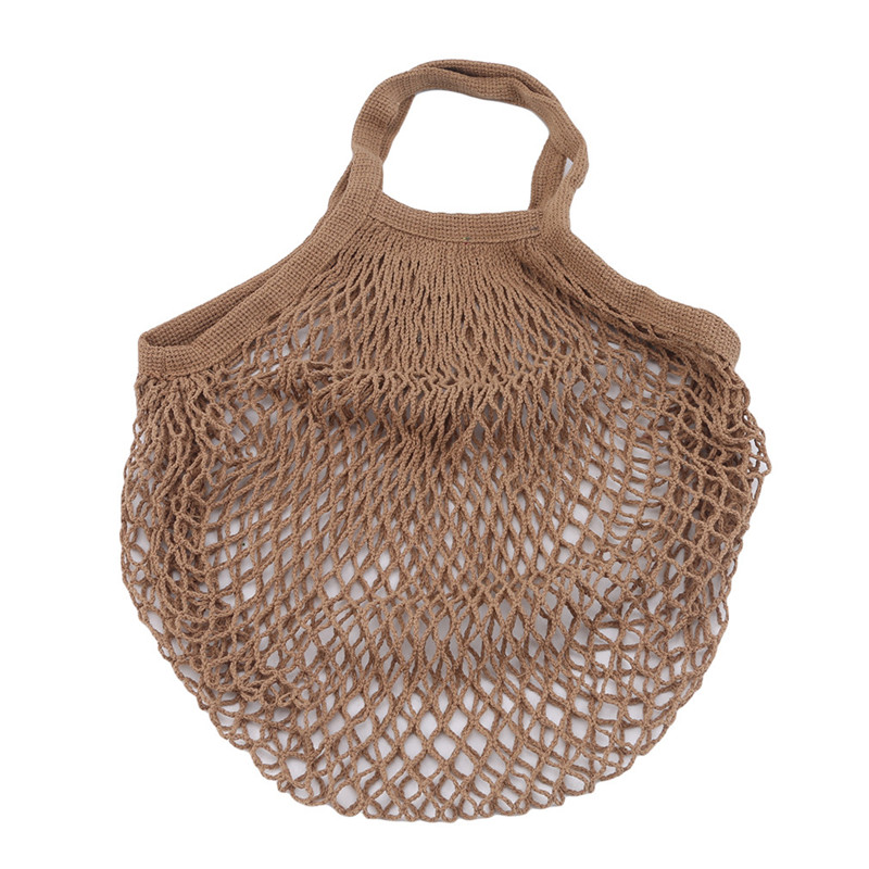 Reusable Hollow Net Bag Vegetables Mesh Storage Bags Portable Organizer Bag Kitchen Vegetables Storages: khaki