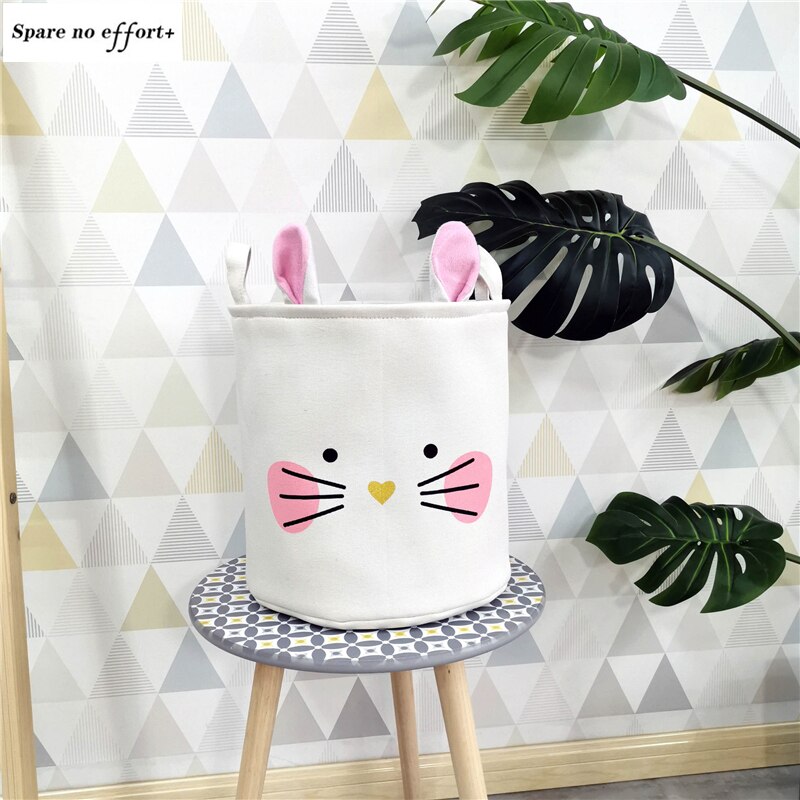 Cartoon Storage Box Cute Printing Waterproof Organizer Cotton Linen Sundries Storage Basket Cabinet Underwear Storage Bag