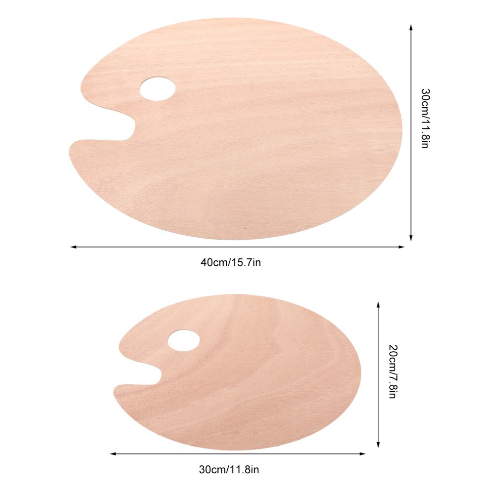 2pcs Oval Shaped Wood Palettes Painting Color Palettes Color Mixing Plates