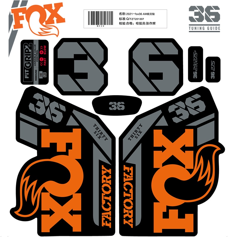 Fox Float Fabriek 36 Am Mountainbike Vork Stickers Mtb Mountain Fox Float 36 Laatste Voorvork Decals