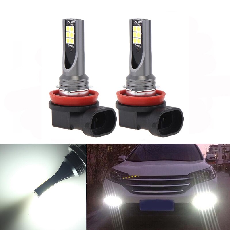 2x 1200Lm H11 H8 Led Auto Verlichting Led Lampen 9006 HB4 Wit Dagrijverlichting Drl Mistlamp 6000K 12V Rijden Lamp