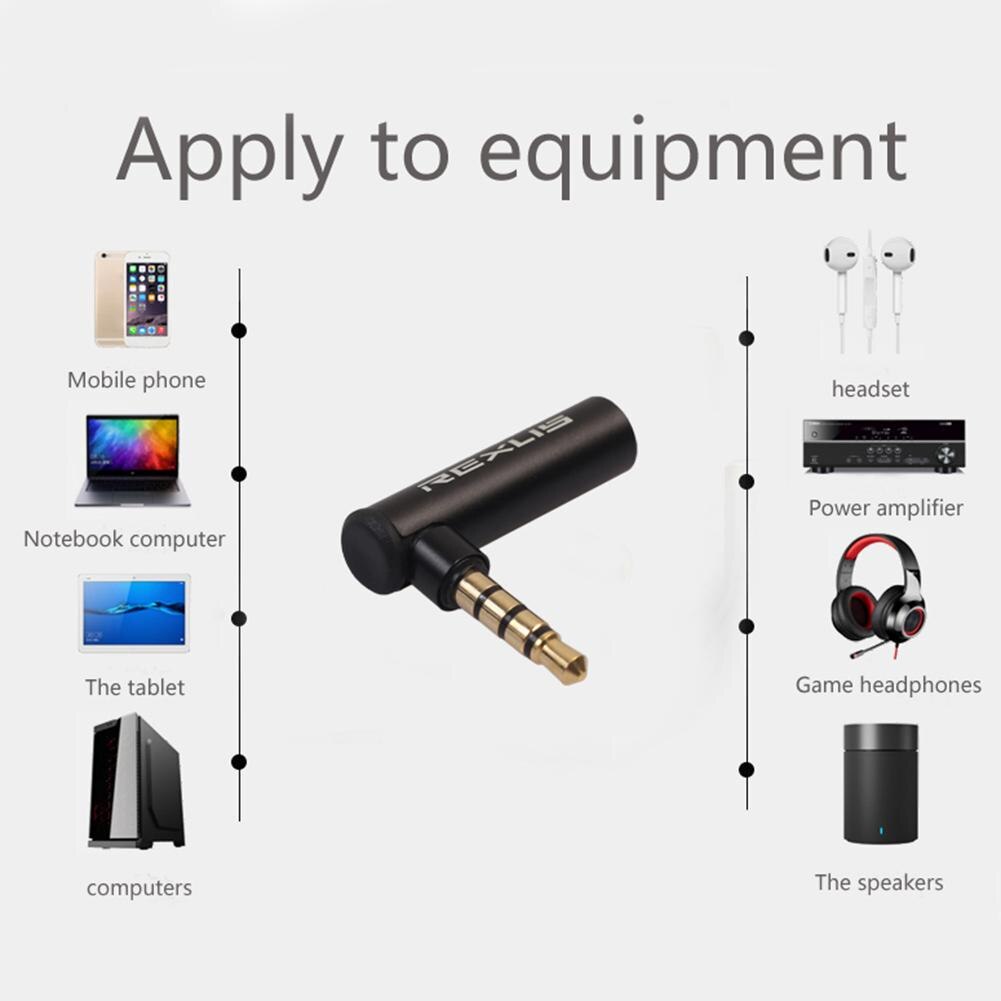 Placcato in oro 3.5mm maschio a femmina 90 gradi adattatore ad angolo retto Audio microfono Jack connettore Stereo per telefoni cellulari
