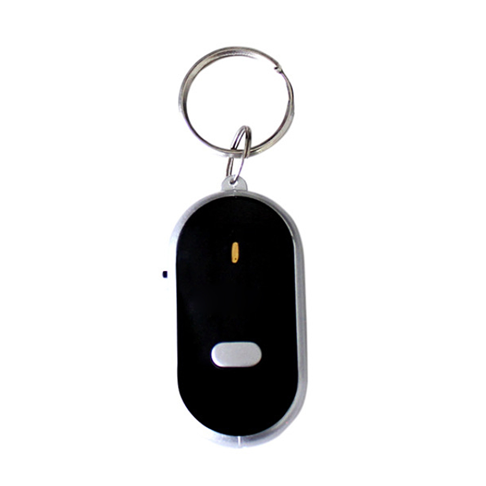 LED Anti-lost Key Finder Find Locator Keychain Whistle Beep Sound Car Keyrings: Black