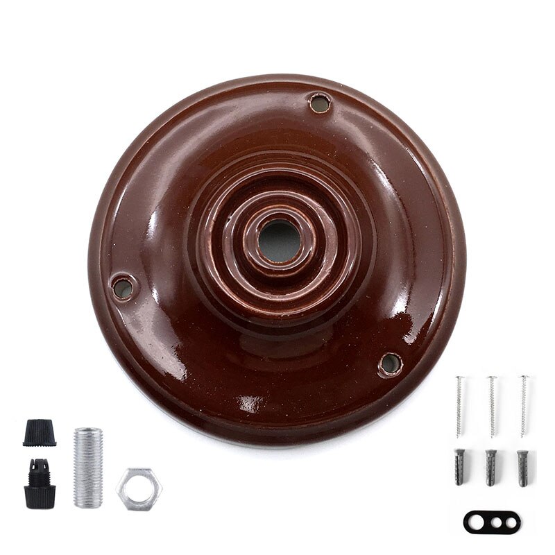 Ceramic Ceiling Pan Pendant Lamp Disc Ceiling Fixed Lamp Base Table Lamp Round Seat Lighting Accessories: Brown