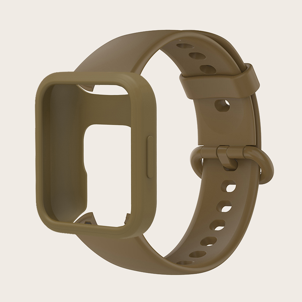 Pour Redmi Watch 2 bracelets + étui de protection Bracelet 2 en 1 Bracelet en Silicone Bracelet de montre pour Redmi Watch 2 Lite: Olive foncé