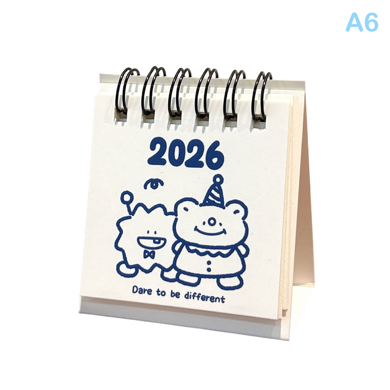 Horse Year Mini Desk Calendar Cartoon Portable Coil Monthly Calendar Planner Office And Home Decor Year'S: plum