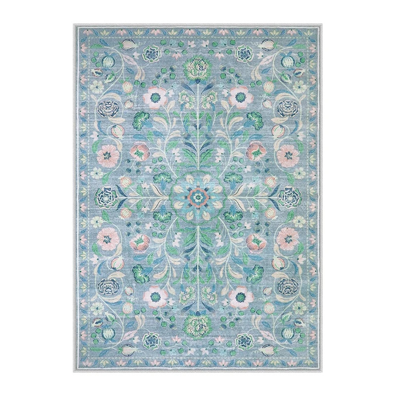 Tapis de salon bohème Vintage, lavable, vert vif, imprimé Floral, doux, antidérapant, pour Restaurant, décoration de sol: 150X220cm / Rouge