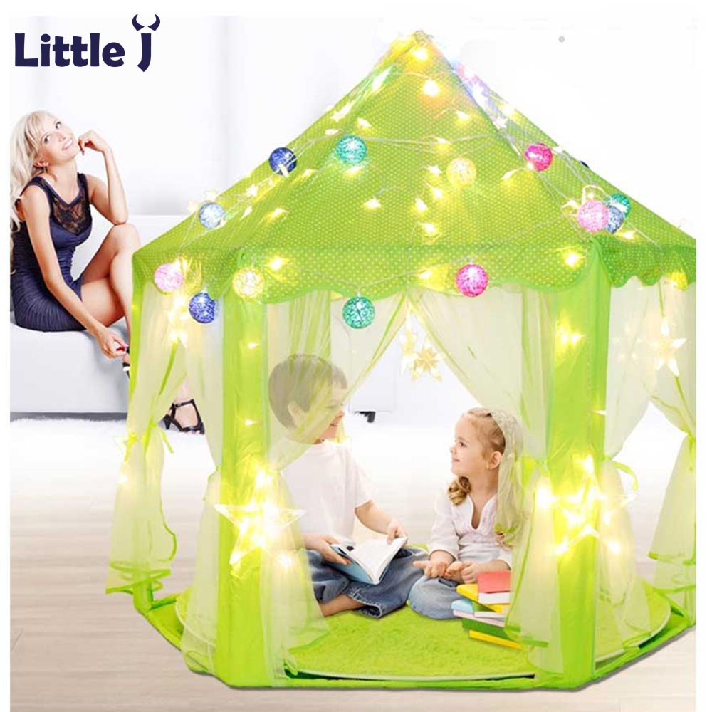 Wenig J Tragbare Kinder Spielzeug Spielen Zelte Mädchen Prinzessin Rosa Schloss Kinder Außerhalb Garten Falten Zelt Bälle Pool Spielen Lodge