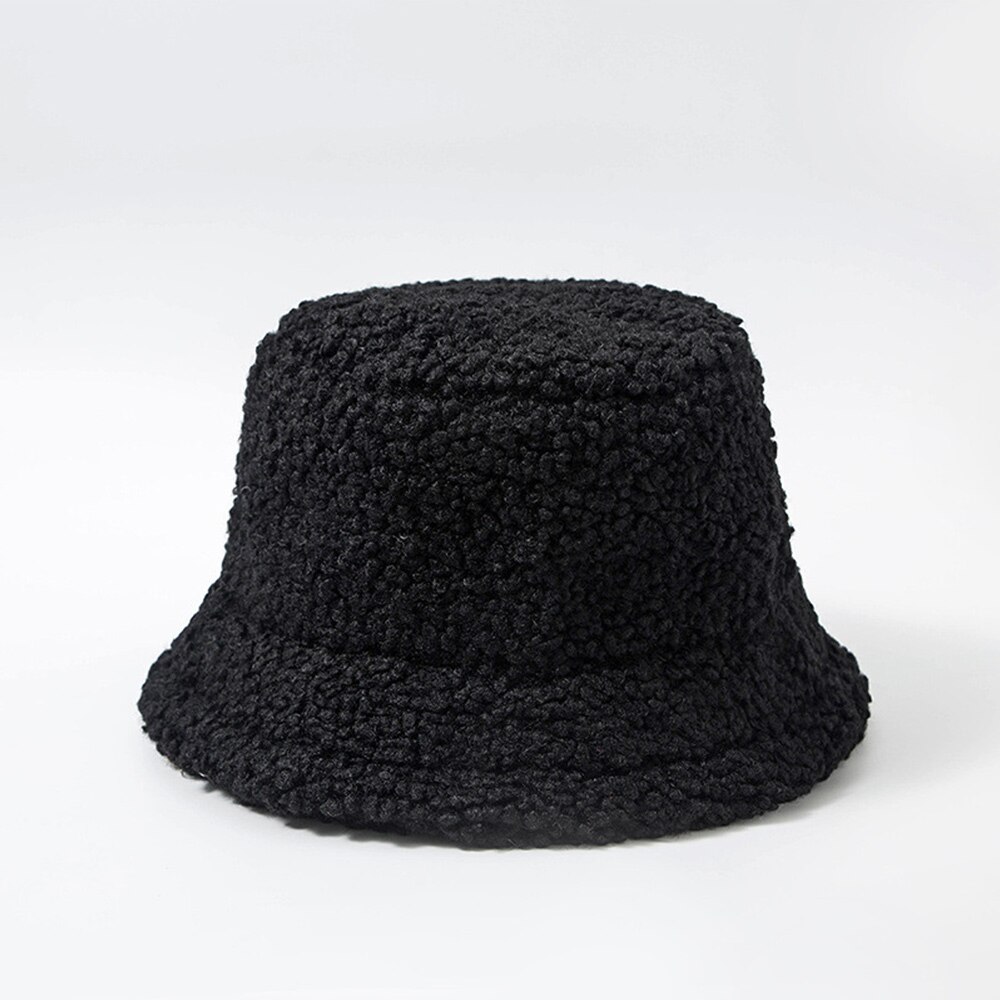Bamse lam faux pels spand hat fortykket varm vinter hatte til kvinder fløjl cap dame bob panama udendørs plys fisker hat: 1