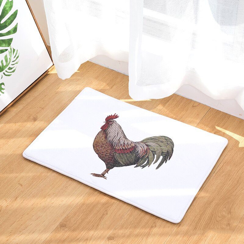 Sarjakuva painettu sisäänkäynnin ovimatto kukko kanakuvio imukykyinen keittiömatto liukumaton kylpyhuonematto kodin sisustus olohuoneen matto: D2283-6 / 40 cmx 60cm