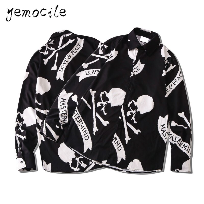 Flamme Gedruckt Hemd Paare Tragen Lässige Männer Frauen Hemden Harajuku Hüfte hüpfen Streetwear verlieren Langarm Blusen StreetWear: MCS11 / M