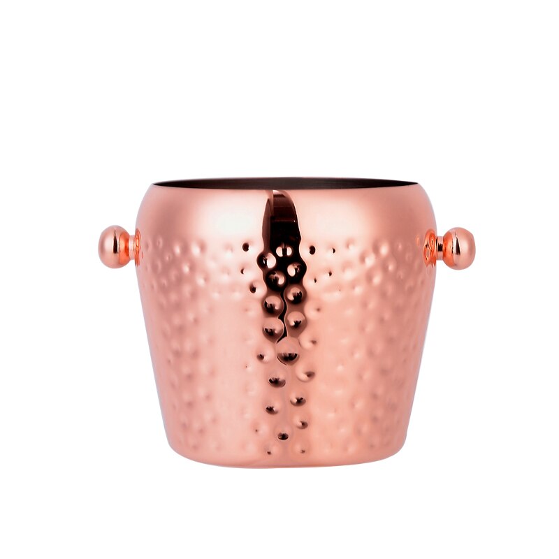 Ice Bucket Bar Stainless Steel Ice Container European-Style Wine Champagne Bucket Hammer Gold Ice Cube KTV Wine round Tube
