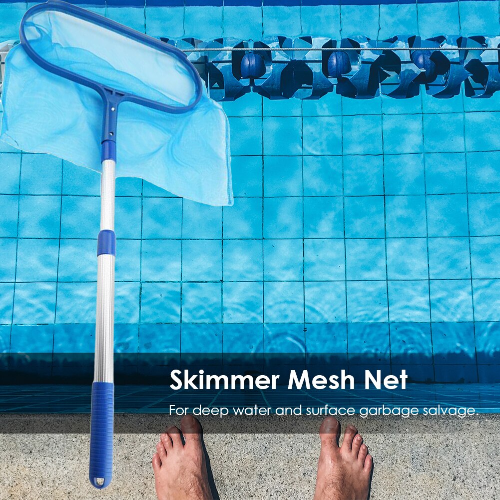 1 Pcs Swimming Pool Skimmer Net Telescopic Pole Ponds Cleaning Debris Leaf Rake Skimmer Net with Adjustable Telescopic Pole