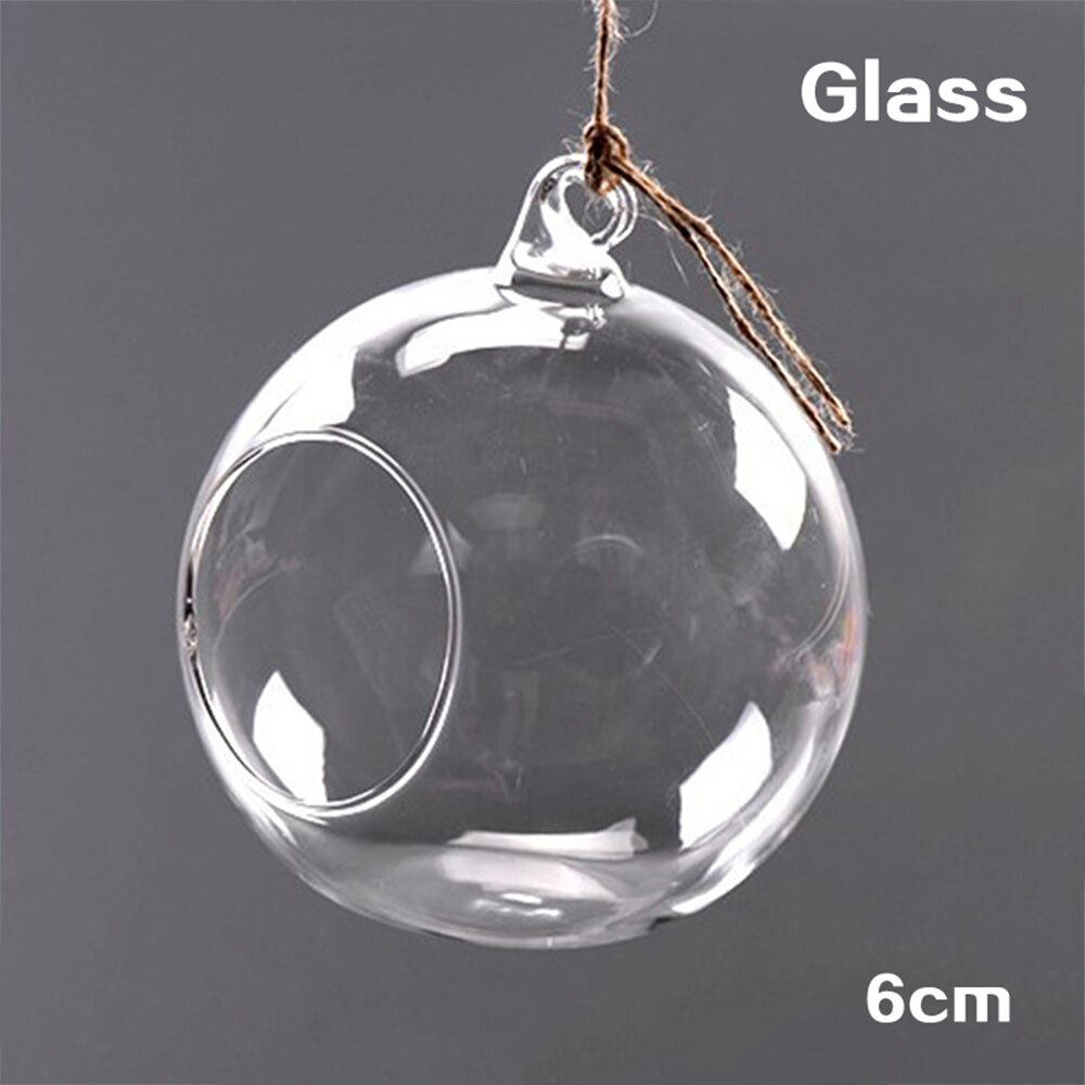 Tea Light Holder Globe Shape Round Clear Hanging Candle Candle Holder Glass Succulent Style Candlestick Dia.6CM