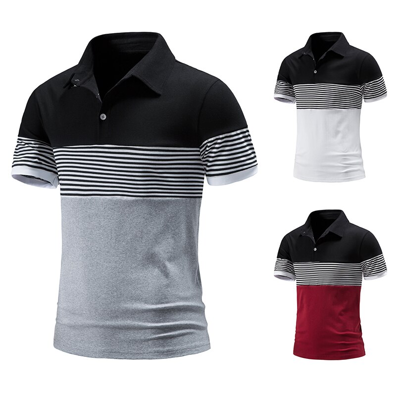 Letnie męskie Slim-Fit t-shirty moda biznesowa topy w paski lato z krótkim rękawem jakość 95% bawełniana haftowana koszula odzież męska