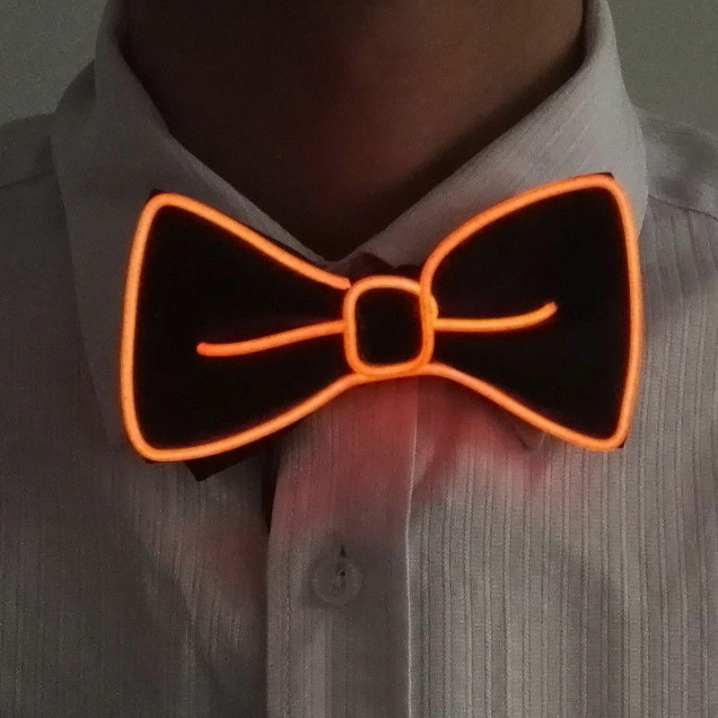 Neueste Männer LED Draht Krawatte Bowtie Blinklicht Bis El Draht Fliege Krawatte LED Mens Lichter Bowtie Hochzeit glühen partei Liefert: Orange