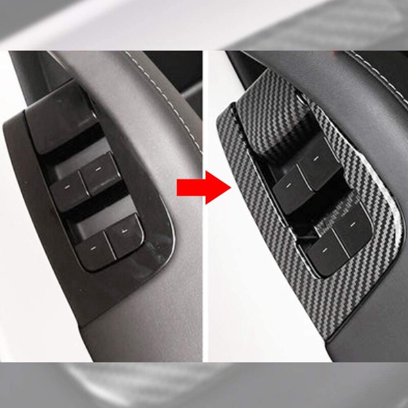 for Tesla Model Y Carbon Fiber Car Interior Window Lift Switch Button Panel Cover Frame Trim Car Accessories