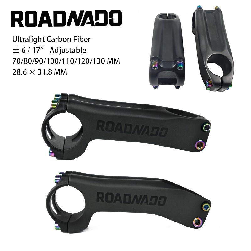 Roadnado Stuurpen Full Carbon Fiber Mtb Stuurpen 6/17 ° Fiets Stuurpen 31.8Mm Voor Mountainbike Racefiets Stuur stem