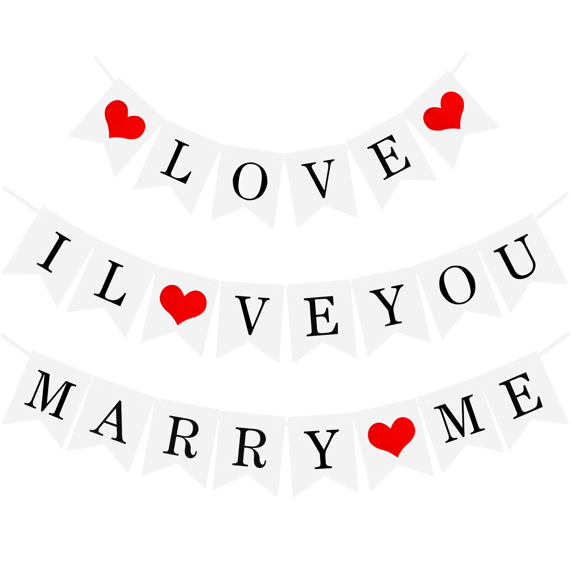 Banderole en papier 1 ensemble | Banderole, je t'aime, drapeau fanion, bannière pour mariage, fournitures pour amants, décoration joyeux valentin