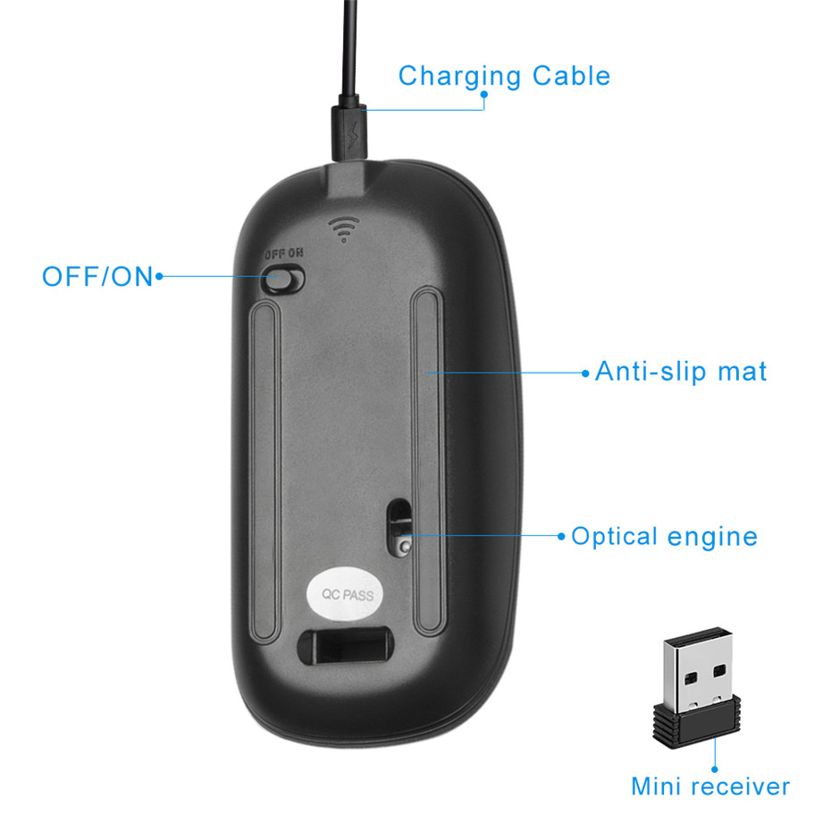 Anmck Draadloze Muis Computer Bluetooth Muis Stille Pc Mause Oplaadbare Ergonomische Muis 2.4Ghz Usb Optische Muizen Voor Laptop Pc