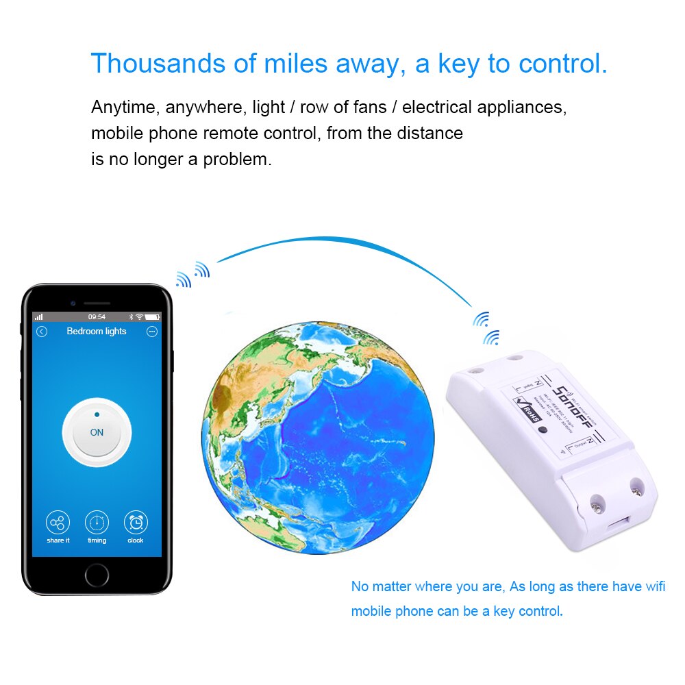 Itead Sonoff commutateur Wifi de base bricolage sans fil à distance Domotica lumière intelligente domotique Module de relais contrôleur fonctionne avec Alexa