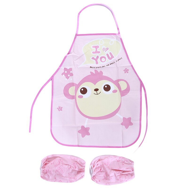 Baby Bibs Newborn Bandanas Feeding Baby Burp PVC Waterproof Washing Cartoon Sleeveless Cloths Girls Boys Print Apron Bib Bandana: pink monkey