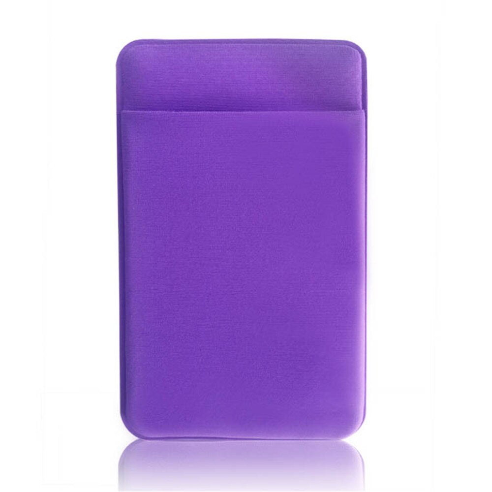 ID Card Holder Wallet Credit Pocket Adhesive Sticker Bank Card Case Credit Card Bag Colorful 1PC Unisex Elastic Mobile Phone: Purple 