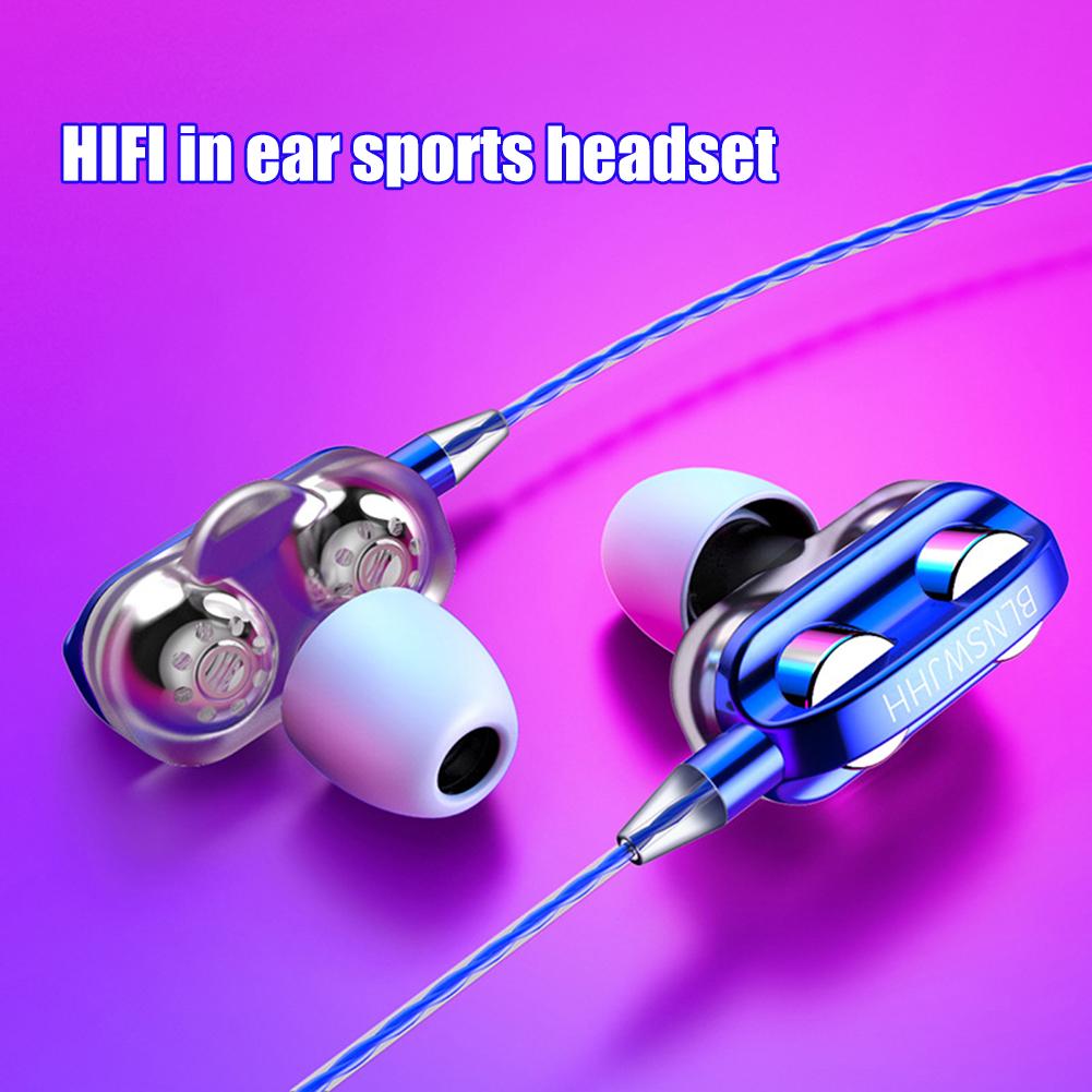 Uniwersalny 2-ruchu cewka słuchawki w-ucho ciężki bas stereofoniczny przewodowe słuchawki sport muzyka słuchawki z mikrofonem dla Xiaomi tablet telefon