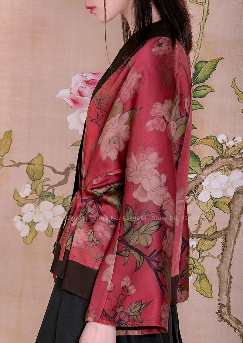 Cardigan de Style chinois rétro Hanfu imprimé, manteau traditionnel